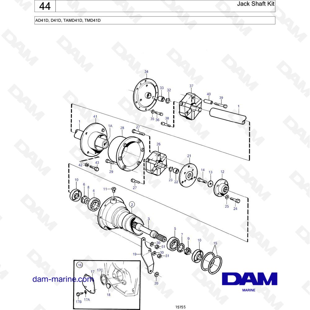 Spare parts and exploded views for Volvo Penta TMD41D
